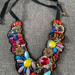 Beautiful multi colored tie necklace